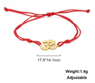 Stainless Steel Lace-Up AUM Bracelet Adjustable Red