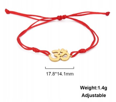 Stainless Steel Lace-Up AUM Bracelet Adjustable Red