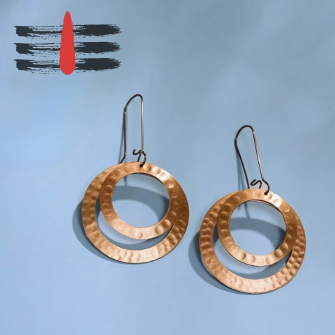 Kolczyki Miedziane Młotkowane *Copper Earring ISHA M1