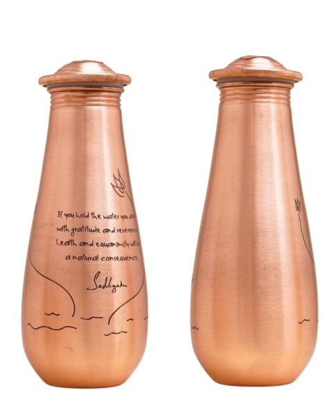 Copper water bottle with a quote from Sadhguru *capacity 700 ml