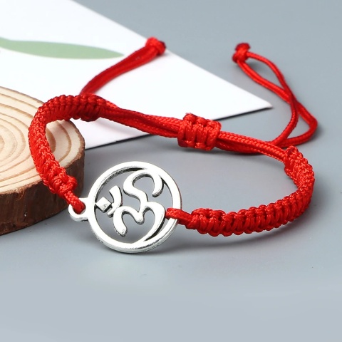 RED AUM bracelet stainless steel weave adjustable