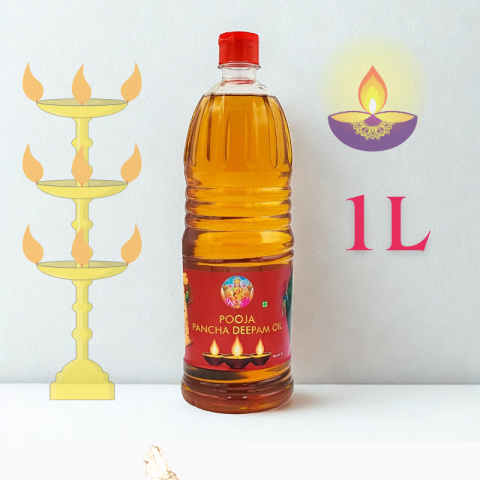 BIG Pooja Pancha Deepam Oil Lamp Oil 1 LITER
