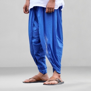Dhoti - Colour INDIGO organic cotton with crescent moons - trousers
