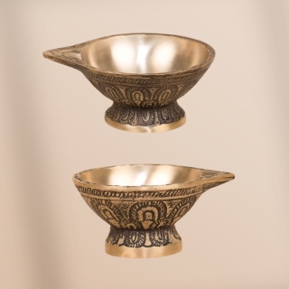 Diya Brass with Base (Handmade) ISHA Lamp