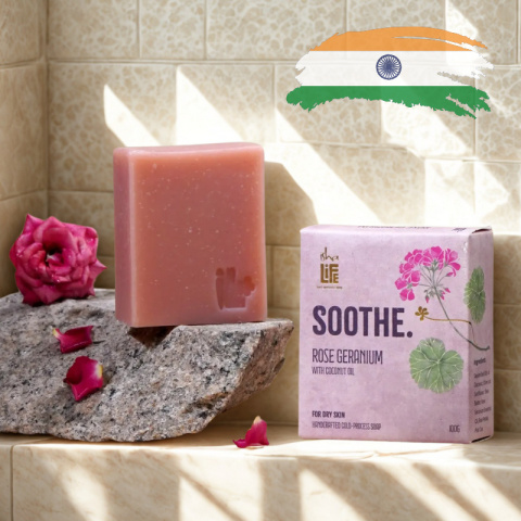 ISHA SOOTHE Handmade soap with rose geranium and coconut oil