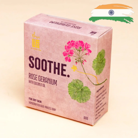 ISHA SOOTHE Handmade soap with rose geranium and coconut oil