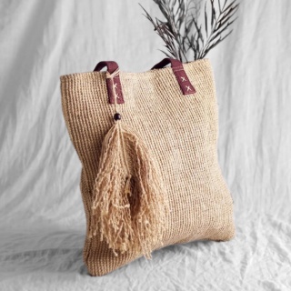 Jute Bag - Cream Natural Jute Logo ISHA