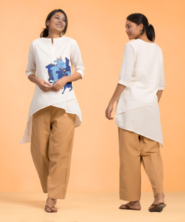 Nandhi Ladies Kurtha - Off White - Nandi Organic Cotton Product