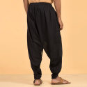 Spodnie unisex Dhoti - Panchakacham - Bawełna organiczna - czarne ISHA