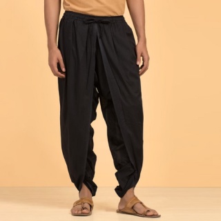 Unisex Pants Dhoti - Panchakacham - Organic Cotton - Black ISHA