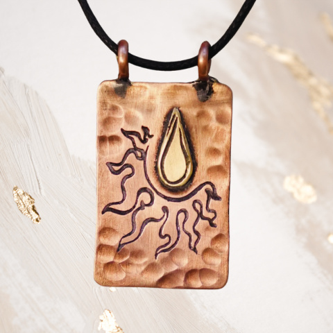 Surya Hammered Copper Pendant ISHA