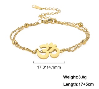 AUM Symbol Stainless Steel Pendant Bracelet Adjustable
