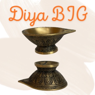 LARGE Diya Brass with Base (Handmade) ISHA Lamp