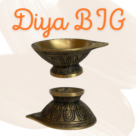 LARGE Diya Brass with Base (Handmade) ISHA Lamp
