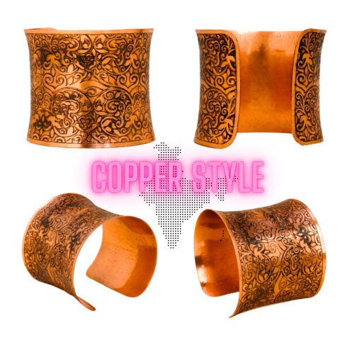 COPPER STYLE Hand-Decorated and Etched Beautiful ISHA Copper Bracelet