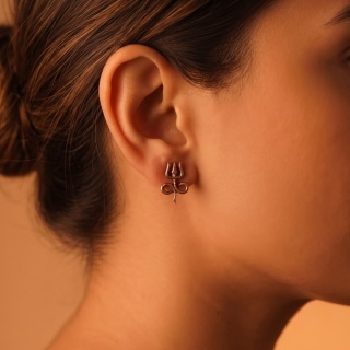 Adiyogi Copper Earrings Infinity Trishul