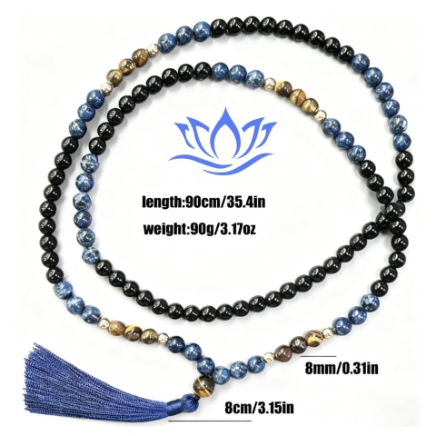 Mala 108 Crops of Peace – Onyks, Tiger Eye and Apatyt | Namaskaram