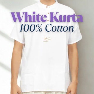 White Kurta 100% organic cotton with embroidered "Aum" inscription