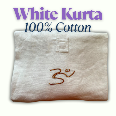 White Kurta 100% organic cotton with embroidered "Aum" inscription