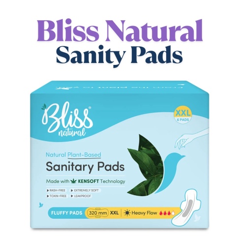 Bliss Organic Sanitary Pads XXL Fluffy (6 Pack) | No rashes or irritations