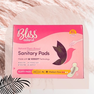 Bliss Organic Sanitary Pads XL Fluffy (6 Pack) | No rashes or irritations