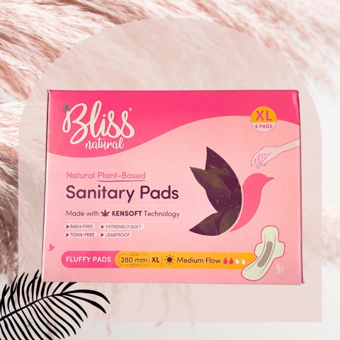 Bliss Organic Sanitary Pads XL Fluffy (6 Pack) | No rashes or irritations