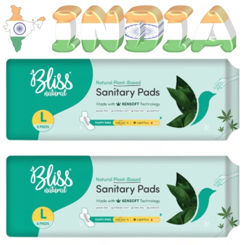 Bliss Organic Sanitary Pads L Fluffy (6 Pieces) Sanitary Napkins
