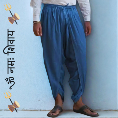 Dhoti - Colour INDIGO Panchakacham organic cotton - pants