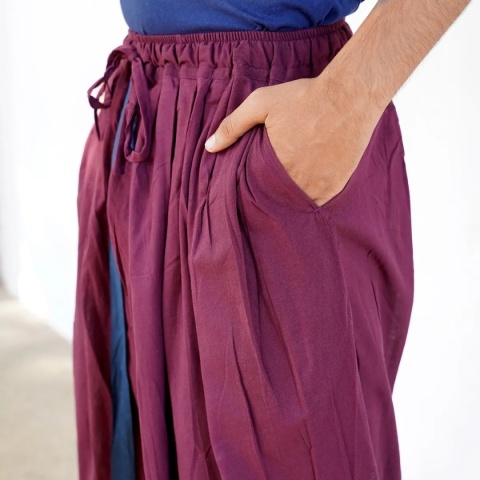 Dhoti Pant with Pockets - Deep Plum - (Unisex)