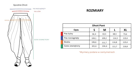 Dhoti - Niebarwiona bawełna organiczna w kolorze złamanej bieli