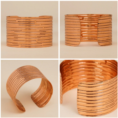 COPPER CUFF Hand-Decorated Beautiful Copper ISHA Bracelet