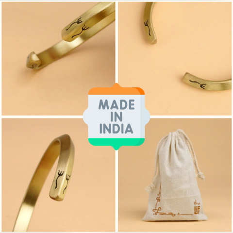 Trishul Kada - Brass bracelet 100% cast (ISHA)