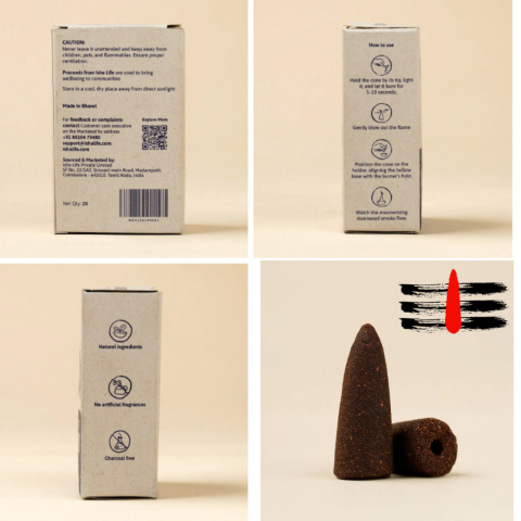 SANDALWOOD Conical Incense Sticks for Adiyogi Backflow 20 Conical Incense Sticks