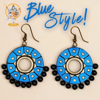 Enchanted Halo Earrings - Blue - Handmade by ISHA
