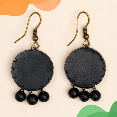 Moonlit Bloom Terracotta Earrings - Handmade by ISHA