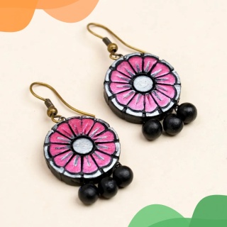 Moonlit Bloom Terracotta Earrings - Handmade by ISHA