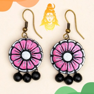 Moonlit Bloom Terracotta Earrings - Handmade by ISHA