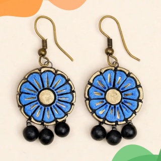 Midnight Bloom Terracotta Earrings - Handmade by ISHA