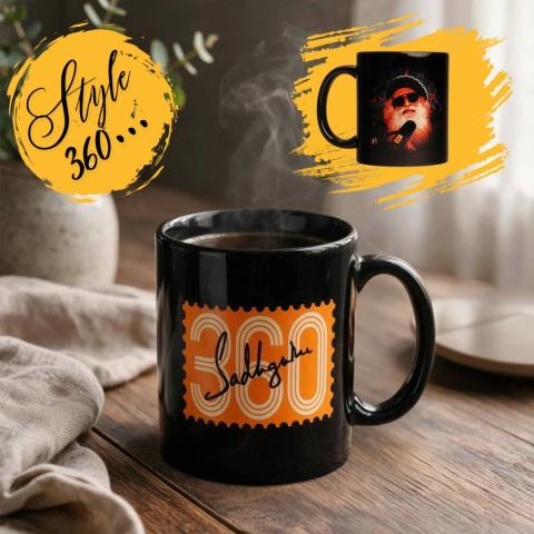 Ceramic cup Premium Sadhguru 360° - Black Color 360