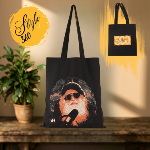 Cotton Bag (Tote Bag) Sadhguru 360° - Black