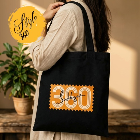 Cotton Bag (Tote Bag) Sadhguru 360° - Black