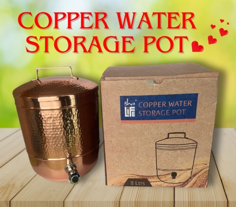 Copper Water Tank 8L Manually Hammered with Stand