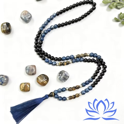 Mala 108 Crops of Peace – Onyks, Tiger Eye and Apatyt | Namaskaram