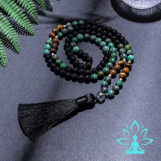 Mala 108 Path of Balance – Onyx, African Turkus and Tiger Eye Namascaram