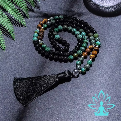 Mala 108 Path of Balance – Onyx, African Turkus and Tiger Eye Namascaram