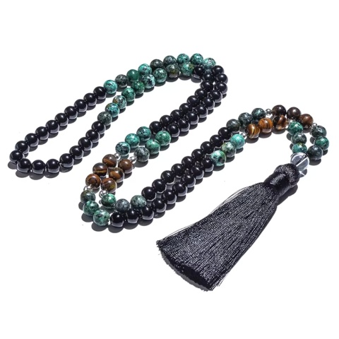 Mala 108 Path of Balance – Onyx, African Turkus and Tiger Eye Namascaram