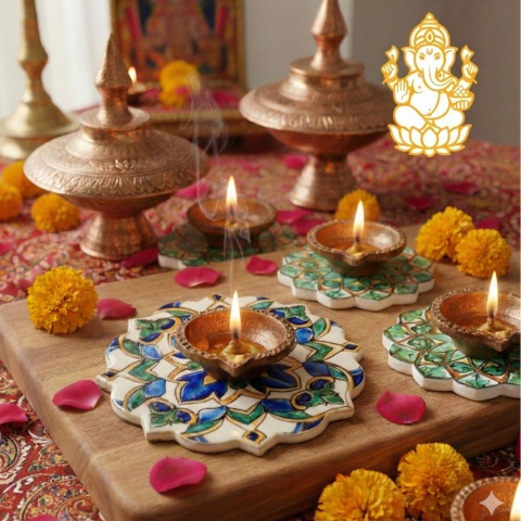 Mandir Ceramic stand from Grenada - beautiful and practical pattern 2