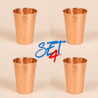 Hammered Copper Mug Set of 4, 400ml, IshaLife