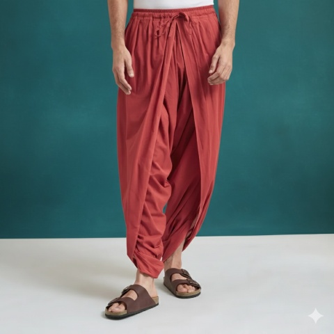 Unisex Dhoti Pant - Red ISHA