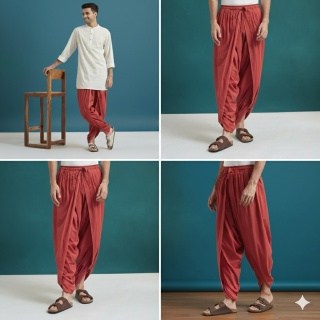 Unisex Dhoti Pant - Red ISHA
